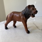 Vintage Leather Wrapped Lion Statue Figurine Big 15   