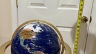 Vintage Blue Gemstone World Globe Brass Stand 37    Lapis Jade Coral Turquoise Psj