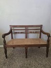 Vintage French Provincial Carved Pine Cane Child   s Bench     Excellent Condition