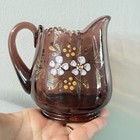 Antique 1901 Jefferson Optic Amethyst Glass Creamer Hand Painted Eapg 4 In 
