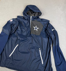 Dallas Cowboys Nike Jacket Men Xxl Blue Windbreaker Hood 1 4 Zip Nfl Onfield Fan