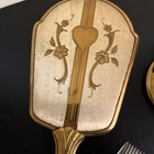 Vintage Gold Mirror Brush Comb Vanity Set Flowers Heart Mcm Beautiful 