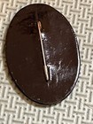 Vintage Russian Black Lacquer Figural Hand Painted Pin Brooch Artist Signature