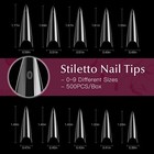 500pcs Stiletto Nail Tips  Extra Long Nails Nail Tips 10 Sizes Half Cover Clear