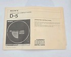 Sony D-5 Discman Cd Player 1st Generation Ac Plug Dock Station Headphones Manual
