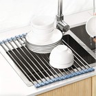 Mecheer Over Sink Dish Drying Rack Roll Up Stainless Steel Foldable