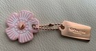 Coach Tea Rose Bag Charm Key Ring Rose Gold Pink Flower