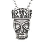 Crown Skull Pendant Two Piece Necklace Gothic Silver