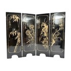 Vintage Art Miniature Chinese  Divider Hardstone Carving 4 Panel Floral 14 