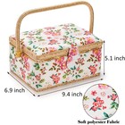 Sewing Basket With Accessories  Wooden Storage Box With Removable Tray  Vinta   