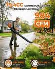 Commercial Backpack Leaf Blower Snow Blowers 79 4cc 2-stroke Gas Powered 984cfm