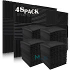 48pack Acoustic Foam Panel Wedge Studio Soundproofing Sound Absorbing Wall Tiles