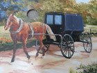 Beautiful Hand Painted Saw Blade Amish Horse   Buggy  11 3 4 