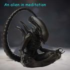 Meditating Alien Statue Zen Yoga Pose Et Space Figurine Home Decor Ornament Gift