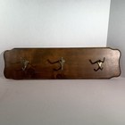 Vintage 1950s Wooden 3 Hook Coat Hat Wall Hanging Rack Holder