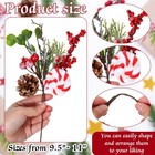 12 Pcs Christmas Picks 11  Berry Pinecone Candy Cane Stems red