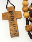 Vintage Bethlehem Hand Knotted made Olive Wood Beads Cross Crucifix Rosary