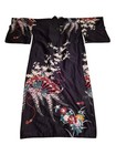 Vintage Marukyo Kimono Floral Robe Navy Blue One Size Made In Japan Movie Prop