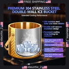 Stainless Steel Ice Bucket With Lid  Double-wall Insulation  3l Or 4l  Multiple