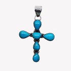 Handmade Southwest Sterling Silver Turquoise Cross Pendant Unisex Statement