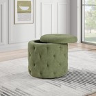  Erindale Round Storage Ottoman  18 75 Inch Diamond Tufted  Plush Lined 