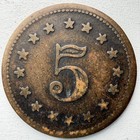 Antique U s  Maverick Trade Token Good For 5c In Trade Pictorial Bronze