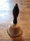 Antique Brass School dinner teachers Hand Bell Wood Handle