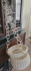 Vintage Hanging White Wicker Planter Basket Cottagecore Boho