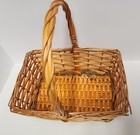 Vintage Wicker Basket Rectangle With Handle Natural Woven Rustic Storage Bin