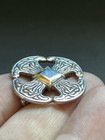 Vintage 925 Sterling Silver Textured Stamped Maltese Cross Brooch Pin C Clasp