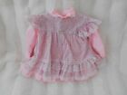 Vintage Pinafore Dress Pink Floral Baby Girls Approx Size 9-12 Months Ruffles