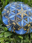 Hand Painted Rock   Stone - Mandala Defy Inspire Encourage Silver Black Gray