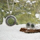 Solvar Sterling Silver Connemara Marble Round Celtic Pendant