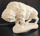 Rare White Buffalo Sculpture Large Heavy Sandcast Engraved Mark  r  Sacred 
