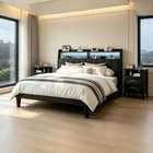 5-piece Queen Bedroom Furniture Set wooden Platform Bed Frame With Led Headboard