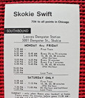 1970 Skokie Swift Train Chicago Transit Authority Timetable Cta Railroad Station