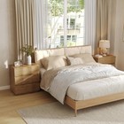Wood Nightstand With 3 Drawers  Fluted End Table  Farmhouse Large Bedside Table