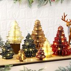  8 Pcs Neutral Christmas Tree Honeycomb Centerpiece Led Lighted Vintage Color