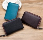 Credit Card Holder Real Leather Zip Small Wallet Rfid Blocking Card Case For Men