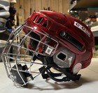 Vintage Ccm Hockey Helmet Adult 6 3 8-7 Translucent Red Chrome Cage Fm480 Hk10