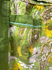 Vintage Green Floral Half Apron 2 Pockets