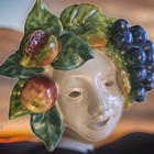 Italy Handmade Signed Ceramic Bacchus Face Wall Mask Grapes   Leaves Majolica 