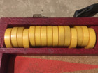 Vintage Backgammon Crisloid Butterscotch   Red Marbled Bakelite Set
