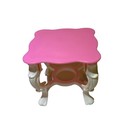 Vintage 3 Piece Pink White Fancy Dollhouse Furniture Set Couch Chair Table