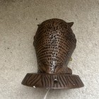 Vintage Ceramic Brown Owl Lamp Decor Bedside Night Light Up Eyes Color Pegs
