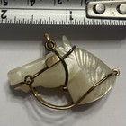 Antique Victorian Mother Of Pearl Carved Horse Watch Fob Gold Filled 1 5 8   