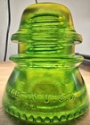 Vintage Hemingray 42 Glass Insulator Hand Painted Neon Green Electric Lime
