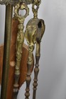 Antique Brass Fireplace Tool Set Art Nouveau Scroll Filigree Complete 36  Metal