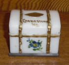Antique Milk Glass Trunk Candy Container - Souvenir Charlestown Indiana - 2 75 