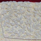 Vintage La Regale Ltd Ivory Satin Clutch Bag Beaded Sequin Foldover Handbag